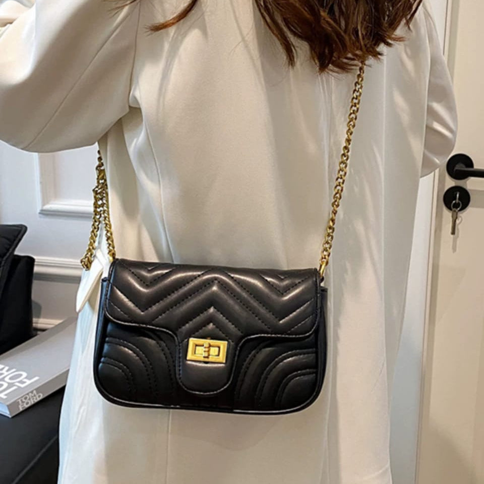 Woman's Leather Quilted Chain Crossbody Bag Easy Beauty Nepal