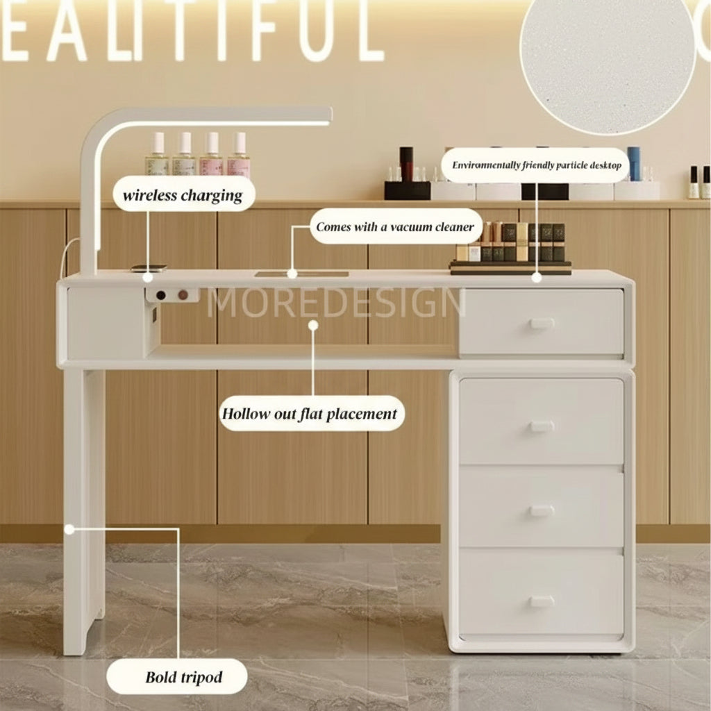 Multifunctional Manicure Table(LED Light +Dust Collector+Wireless Charge Mask Queen Nepal