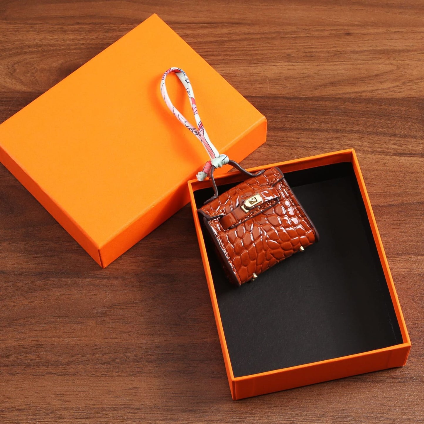 Top Grain Leather Mini Bag Charm Keyring Easy Beauty Nepal