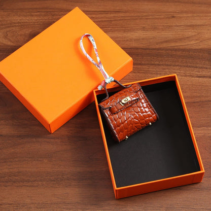 Top Grain Leather Mini Bag Charm Keyring Easy Beauty Nepal