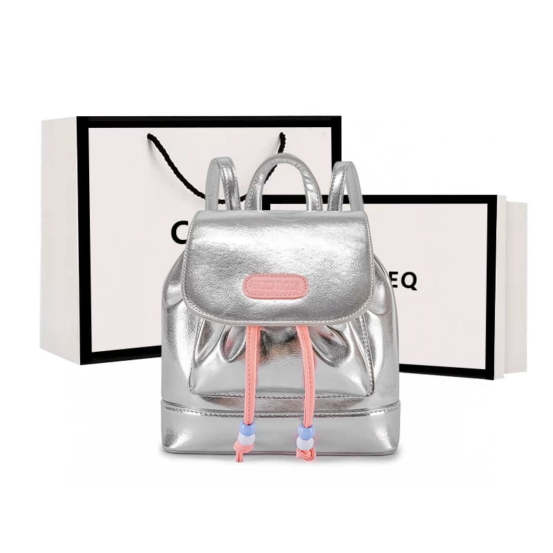 GUDIOR Silver Drawstring Backpack Shoulder Bag Easy Beauty Nepal