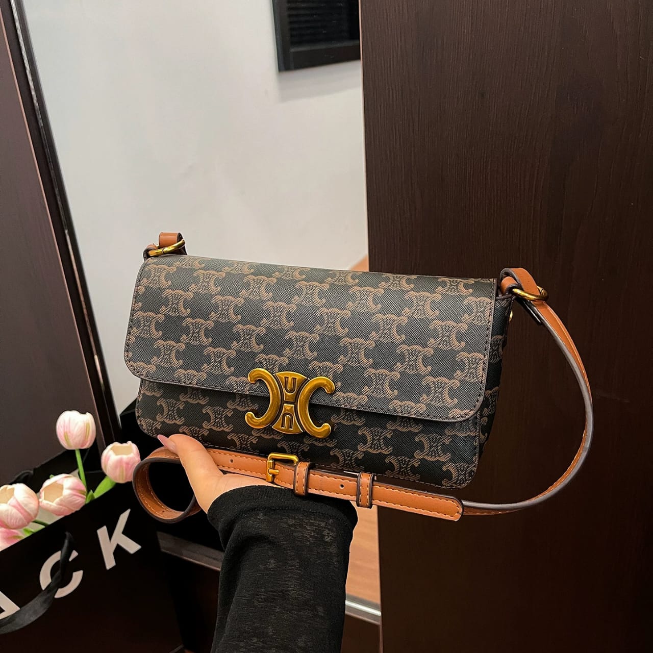 Celine Triomphe Canvas and  Shoulder Bag Easy Beauty Nepal