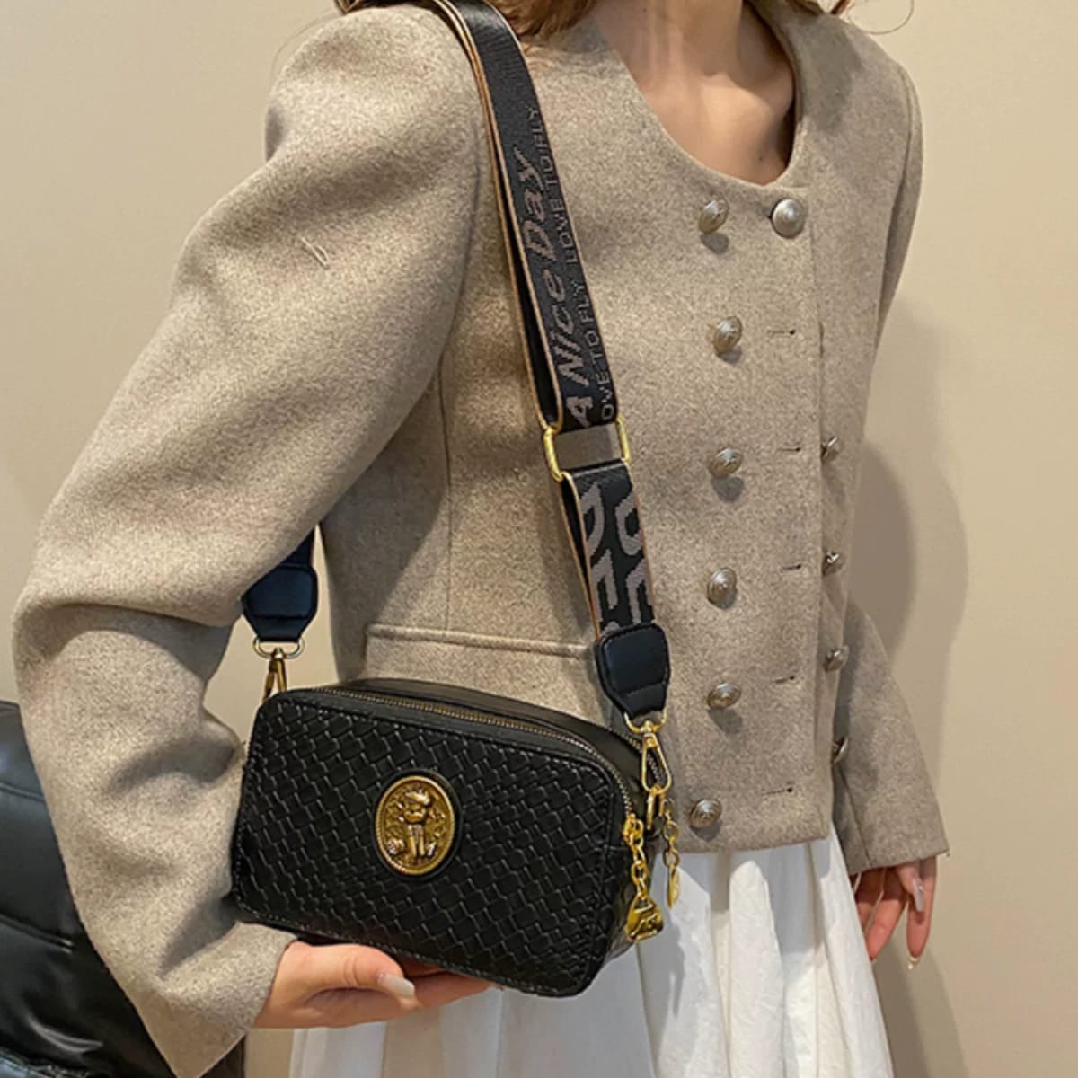 Metal Decorated Solid Color Simple Crossbody Bag Easy Beauty Nepal