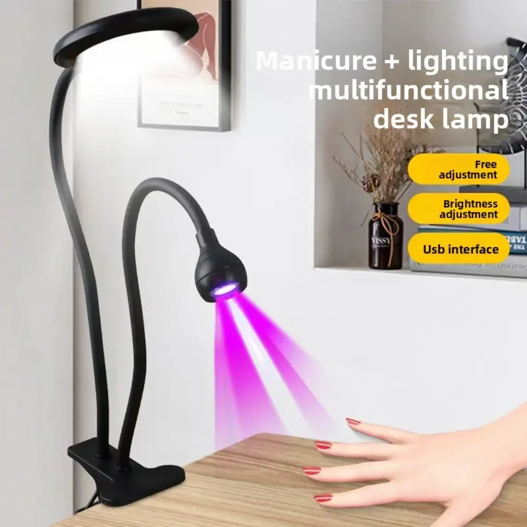 2-in-1 Clip-on LED Nail Lamp Desk Light — UV Nail Gel Dryer with Magnifying Style Lighting Mask Queen Nepal