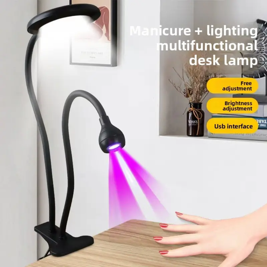 2-in-1 Clip-on LED Nail Lamp Desk Light — UV Nail Gel Dryer with Magnifying Style Lighting Mask Queen Nepal