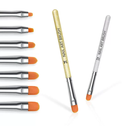 Nail Art Gel Brush Golden 7Pcs Set Mask Queen Nepal