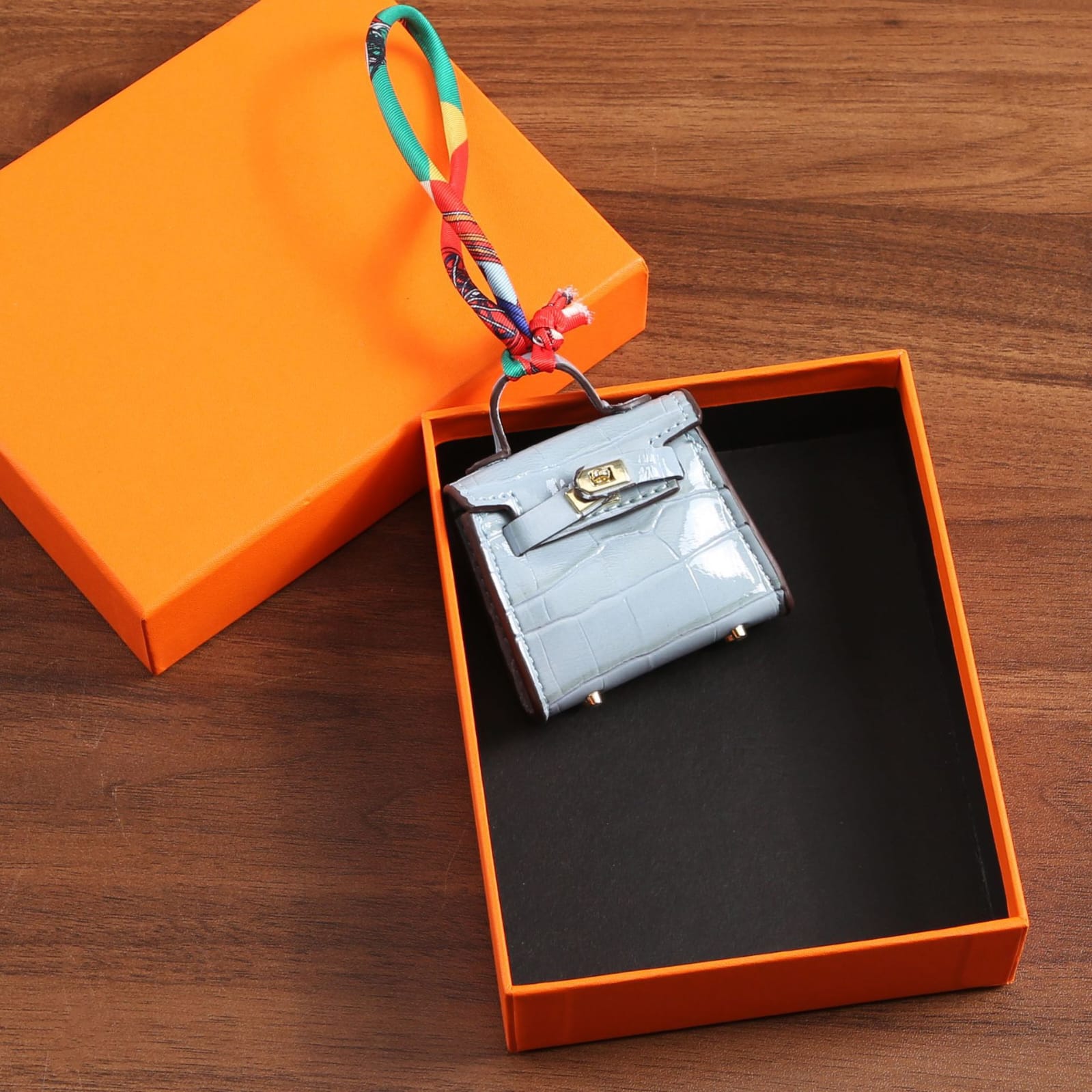 Top Grain Leather Mini Bag Charm Keyring Easy Beauty Nepal