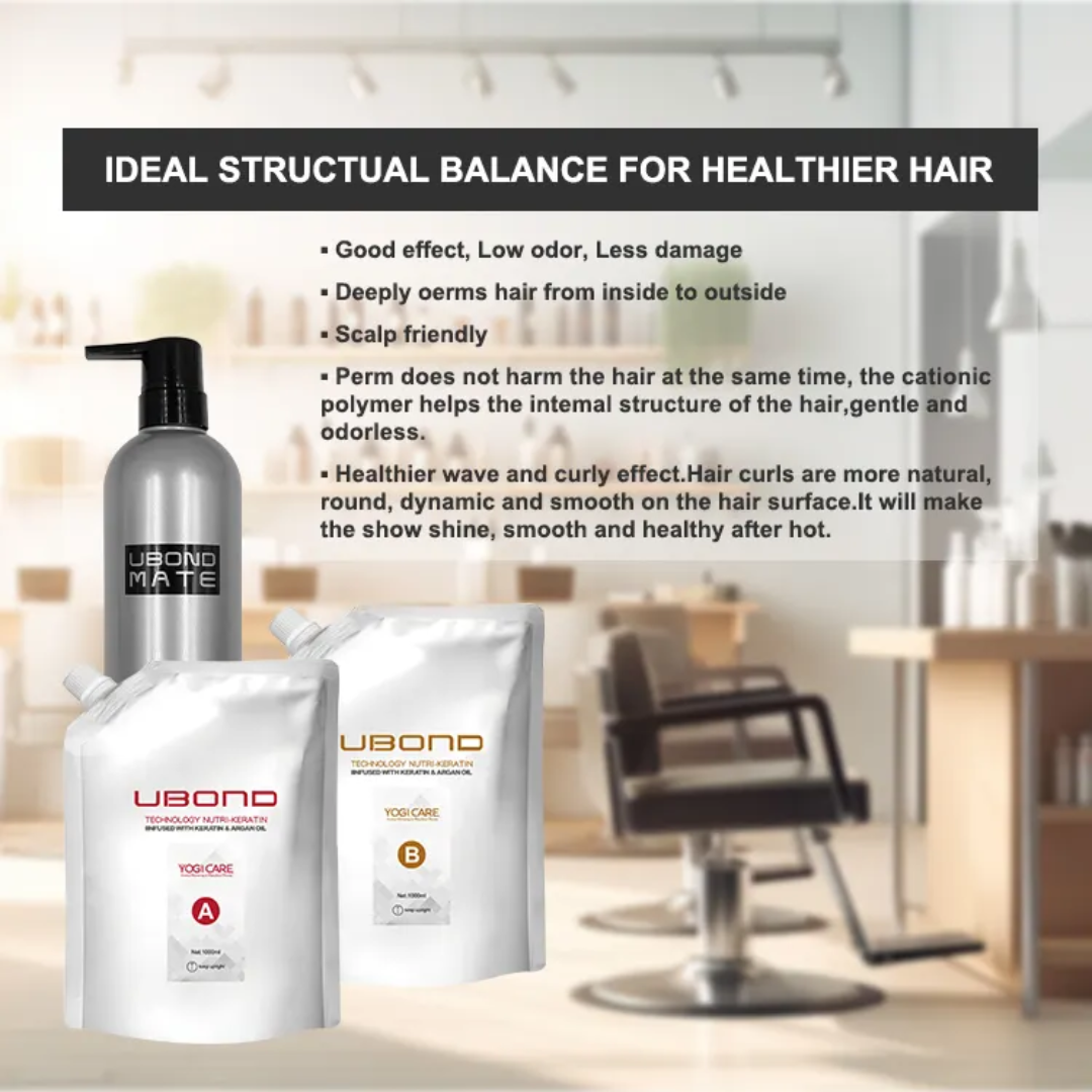 YOGI CARE Ubond Straighening Cream A+B 1000ml*2 Mask Queen Nepal