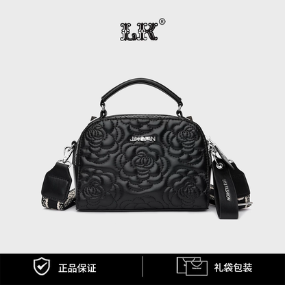 CUCC Black Faux Leather Shoulder Bag With Floral Pattern GAB-137 Mask Queen Nepal