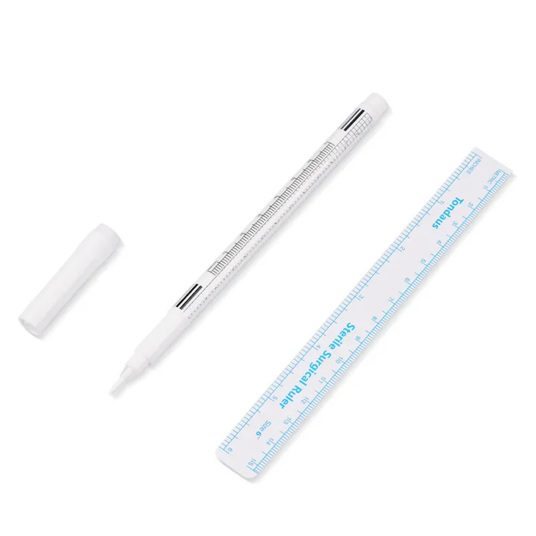 Microblading White Surgical Eyebrow Tattoo Skin Marker Pen With Measuring Ruler Mask Queen Nepal