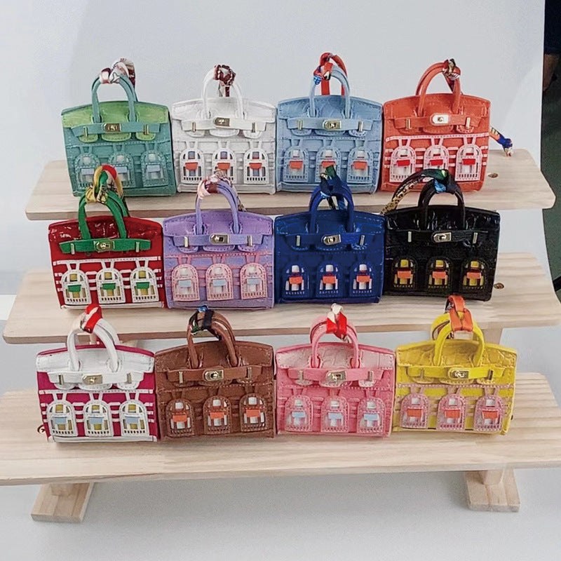 Top Grain Leather Mini Bag Charm Keyring Easy Beauty Nepal