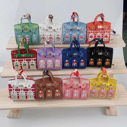 Top Grain Leather Mini Bag Charm Keyring Easy Beauty Nepal