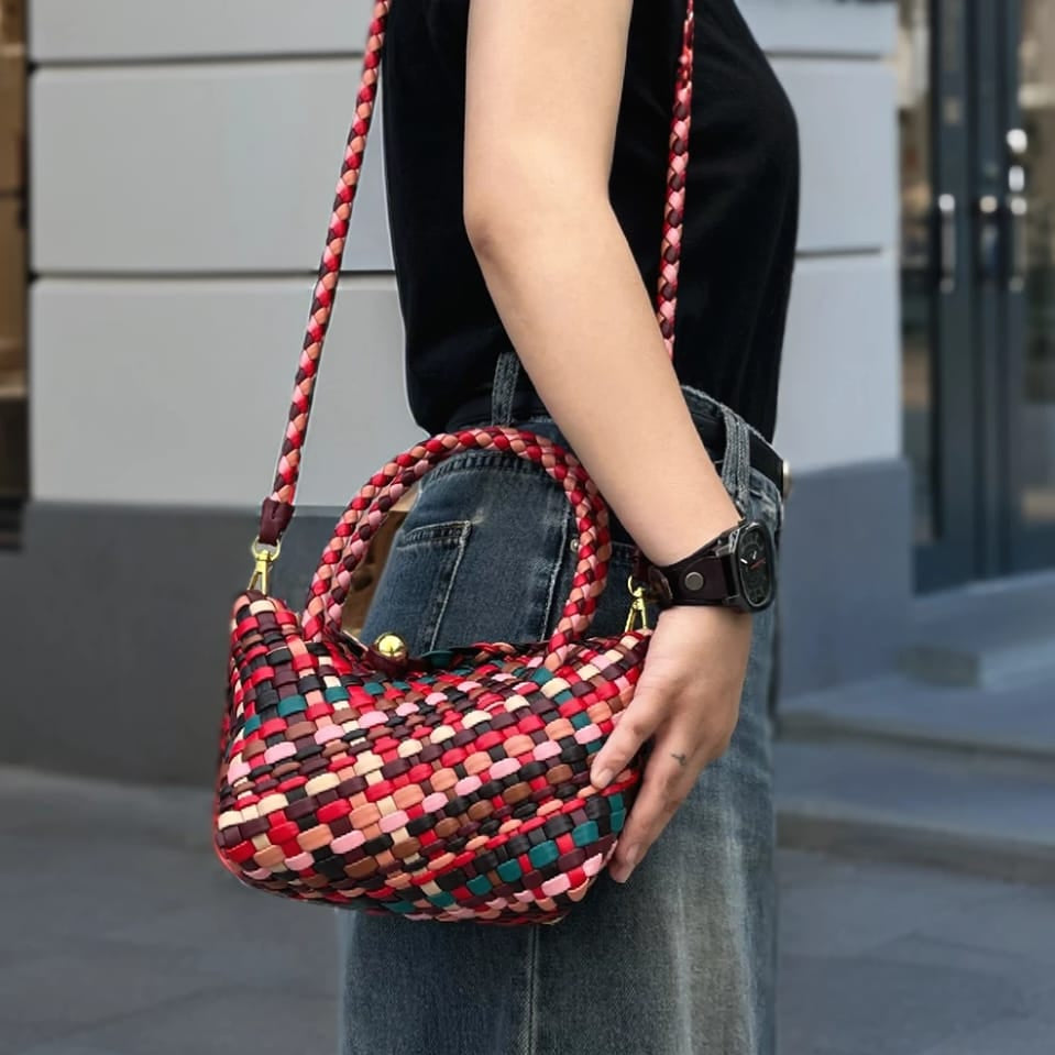 Handmade Colorful Splicing Weave Ladies Bag Easy Beauty Nepal