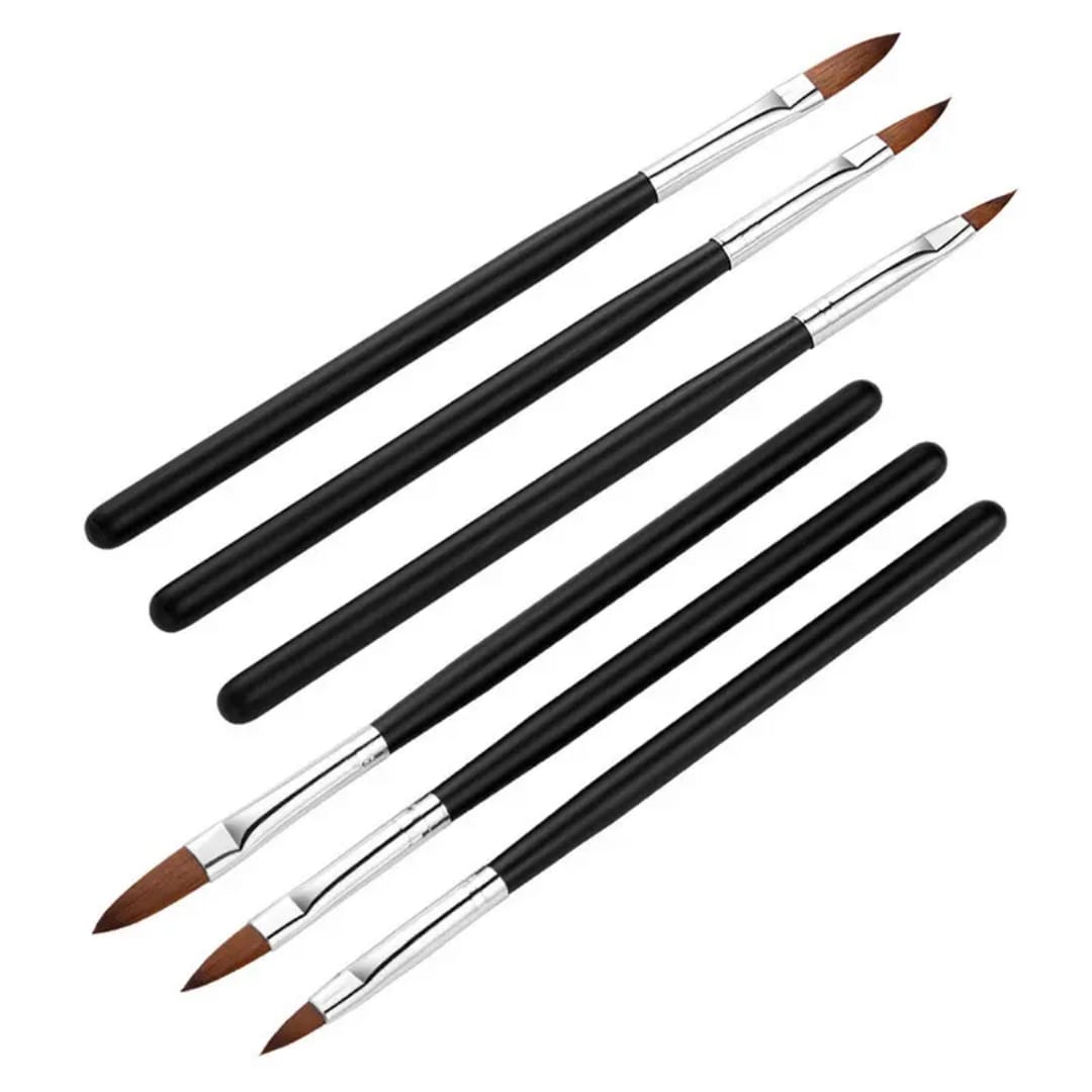 3Pcs Natural Bristles & Light Sturdy Crystal Body Nail Art Acrylic Brush Set Mask Queen Nepal