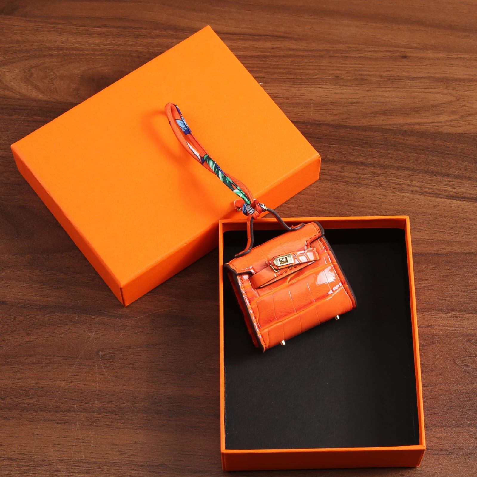 Top Grain Leather Mini Bag Charm Keyring Easy Beauty Nepal