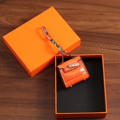 Top Grain Leather Mini Bag Charm Keyring Easy Beauty Nepal