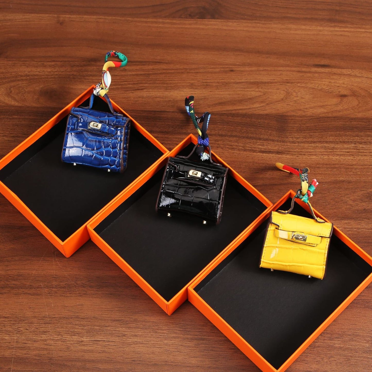 Top Grain Leather Mini Bag Charm Keyring Easy Beauty Nepal