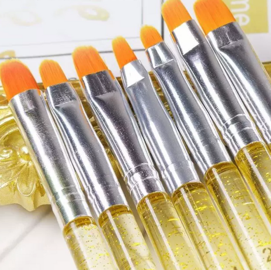 Nail Art Gel Brush Golden 7Pcs Set Mask Queen Nepal
