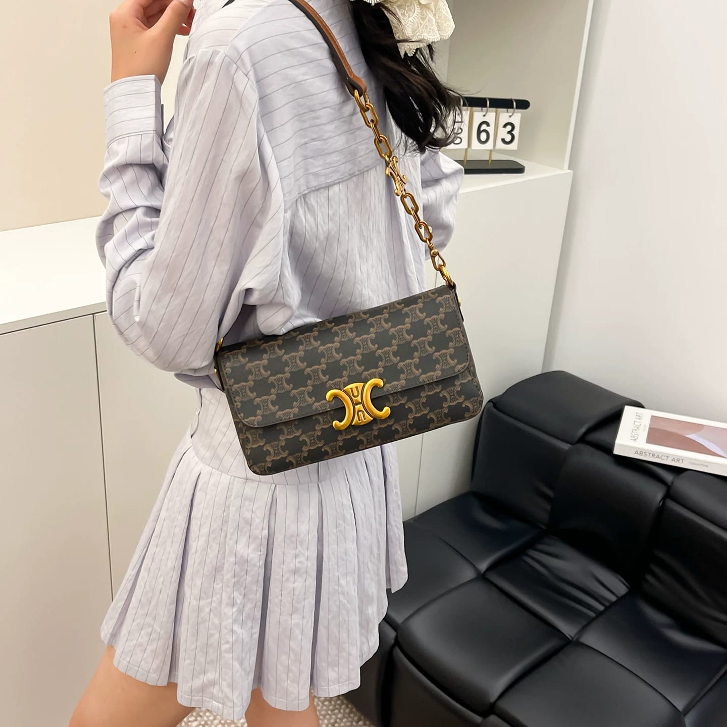 Celine Triomphe Canvas and  Shoulder Bag Easy Beauty Nepal