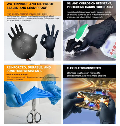 ANBOSON Disposable Black Nitrile Gloves no dust 50Pcs Mask Queen Nepal