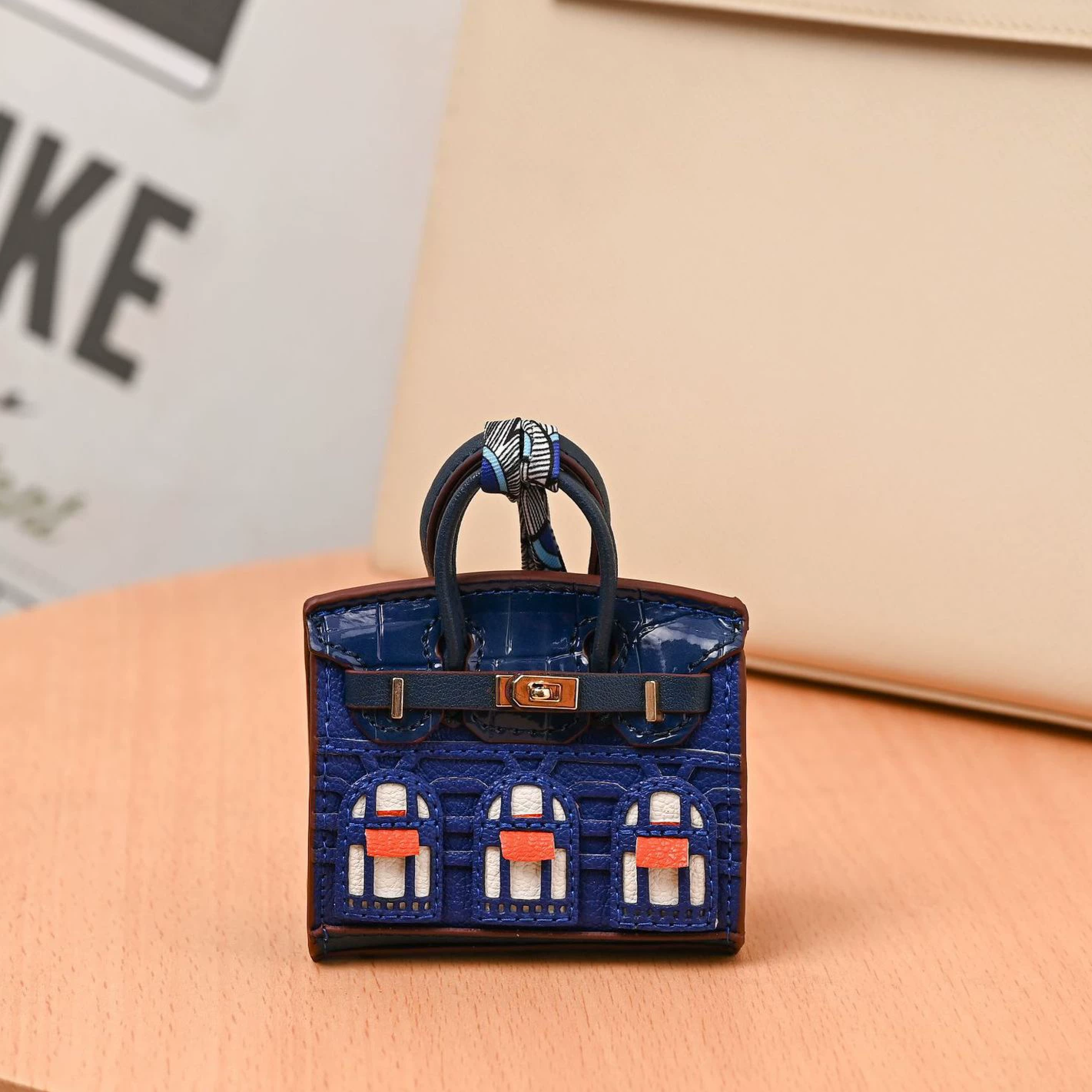 Top Grain Leather Mini Bag Charm Keyring Easy Beauty Nepal