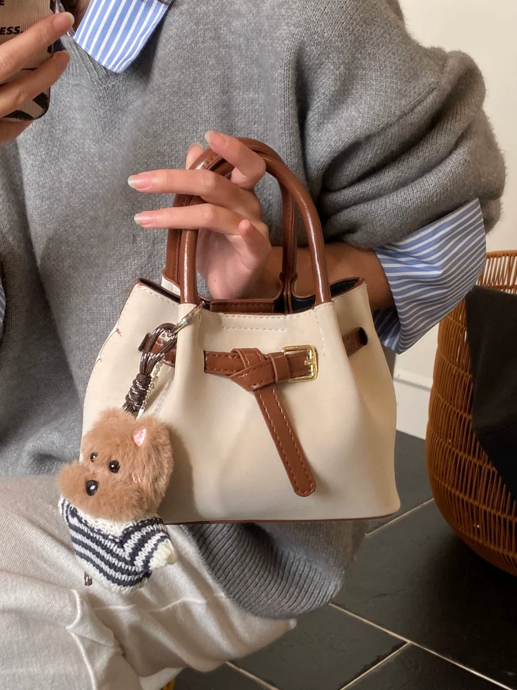 Swiss Polo White & Brown Faux Leather Bag GAB-138 Mask Queen Nepal