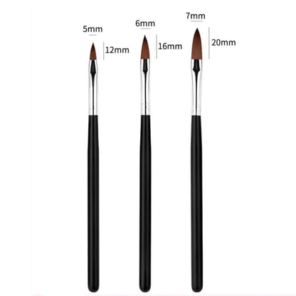 3Pcs Natural Bristles & Light Sturdy Crystal Body Nail Art Acrylic Brush Set Mask Queen Nepal