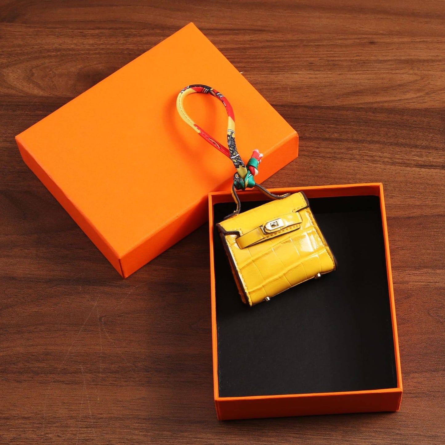 Top Grain Leather Mini Bag Charm Keyring Easy Beauty Nepal