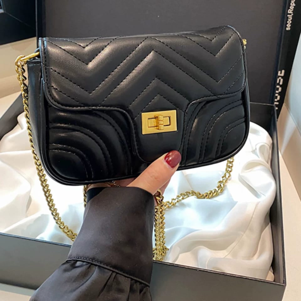 Woman's Leather Quilted Chain Crossbody Bag Easy Beauty Nepal