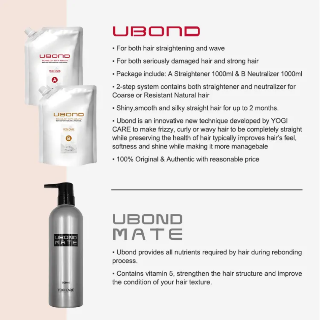 YOGI CARE Ubond Straighening Cream A+B 1000ml*2 Mask Queen Nepal