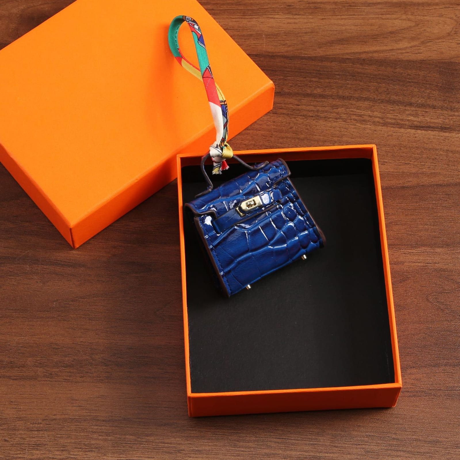 Top Grain Leather Mini Bag Charm Keyring Easy Beauty Nepal