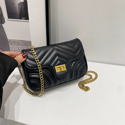 Woman's Leather Quilted Chain Crossbody Bag Easy Beauty Nepal