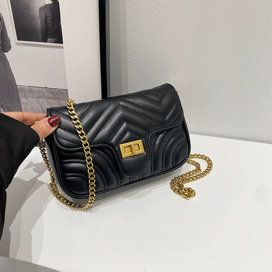 Woman's Leather Quilted Chain Crossbody Bag Easy Beauty Nepal