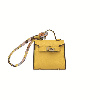 Top Grain Leather Mini Bag Charm Keyring Easy Beauty Nepal