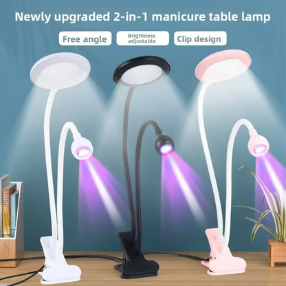2-in-1 Clip-on LED Nail Lamp Desk Light — UV Nail Gel Dryer with Magnifying Style Lighting Mask Queen Nepal
