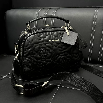 CUCC Black Faux Leather Shoulder Bag With Floral Pattern GAB-137 Mask Queen Nepal