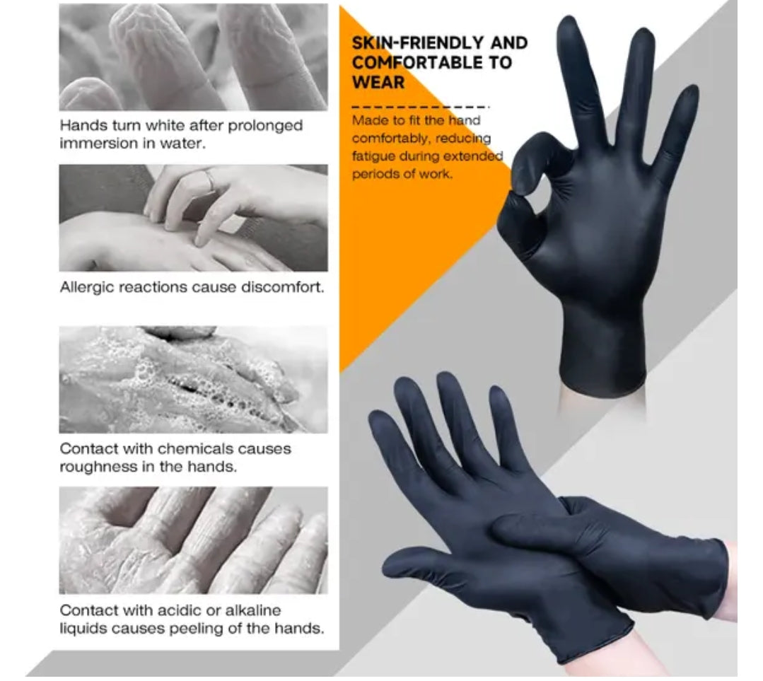 ANBOSON Disposable Black Nitrile Gloves no dust 50Pcs Mask Queen Nepal