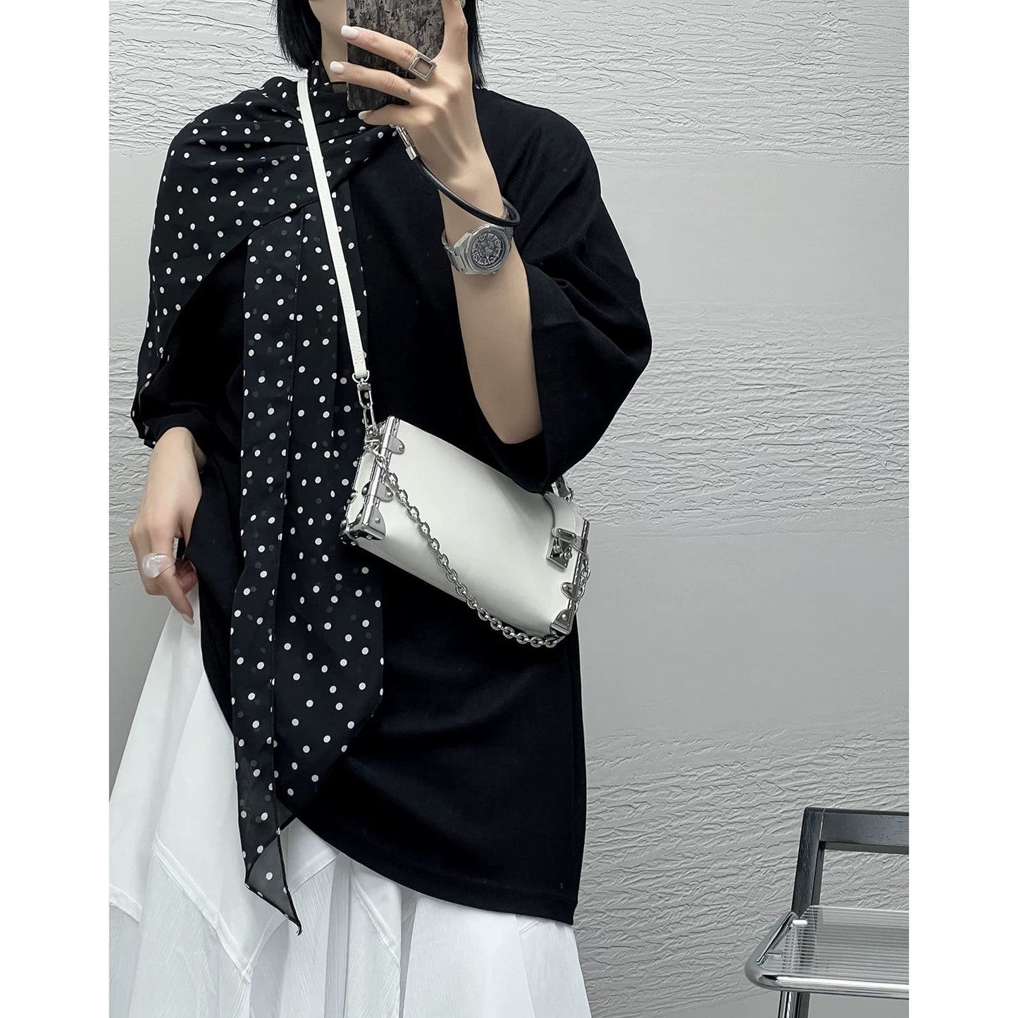 Louis Vuitton Slim Trunk white  leather bag Easy Beauty Nepal