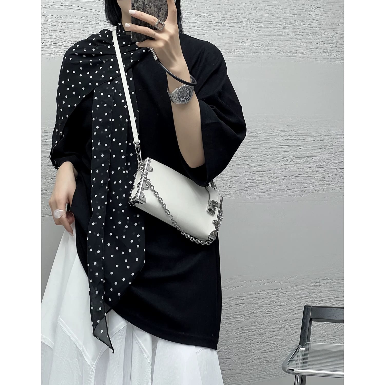 Louis Vuitton Slim Trunk white  leather bag Easy Beauty Nepal