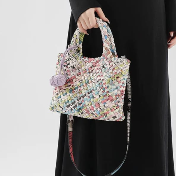 Multicolor Fringed Woven Raffia Shoulder Bag Easy Beauty Nepal