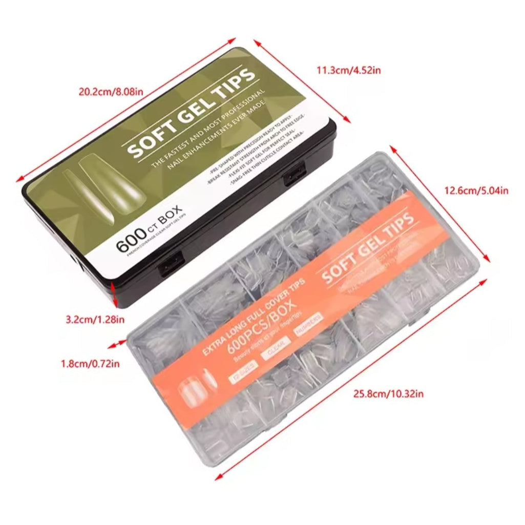600PCS/Box Soft Gel Tips For Nail Extension Mask Queen Nepal