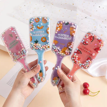 Cute Fruit Floating Glitter Detangling Hair Brush Mask Queen Nepal