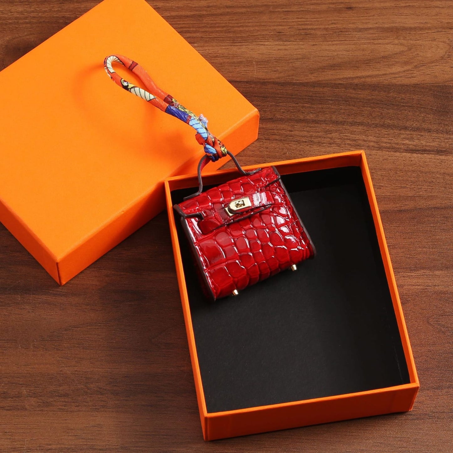 Top Grain Leather Mini Bag Charm Keyring Easy Beauty Nepal