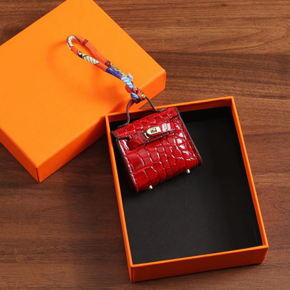 Top Grain Leather Mini Bag Charm Keyring Easy Beauty Nepal