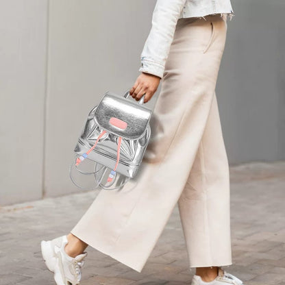 GUDIOR Silver Drawstring Backpack Shoulder Bag Easy Beauty Nepal