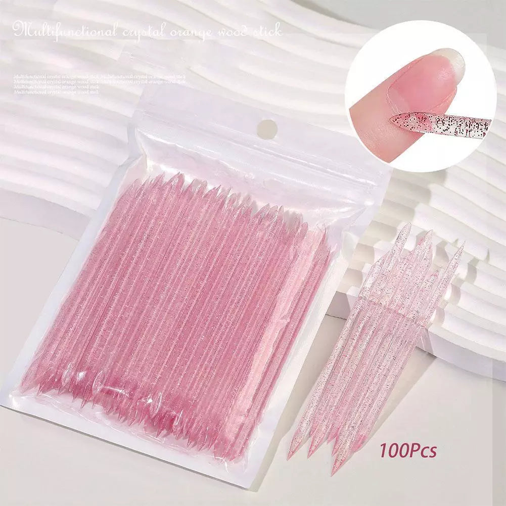100Pcs Reusable Crystal Cuticle Pusher Stick Mask Queen Nepal