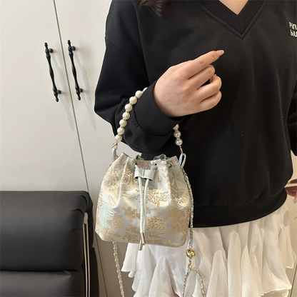 Chinese National Embroidered Pearl Bucket Women's Bag Easy Beauty Nepal