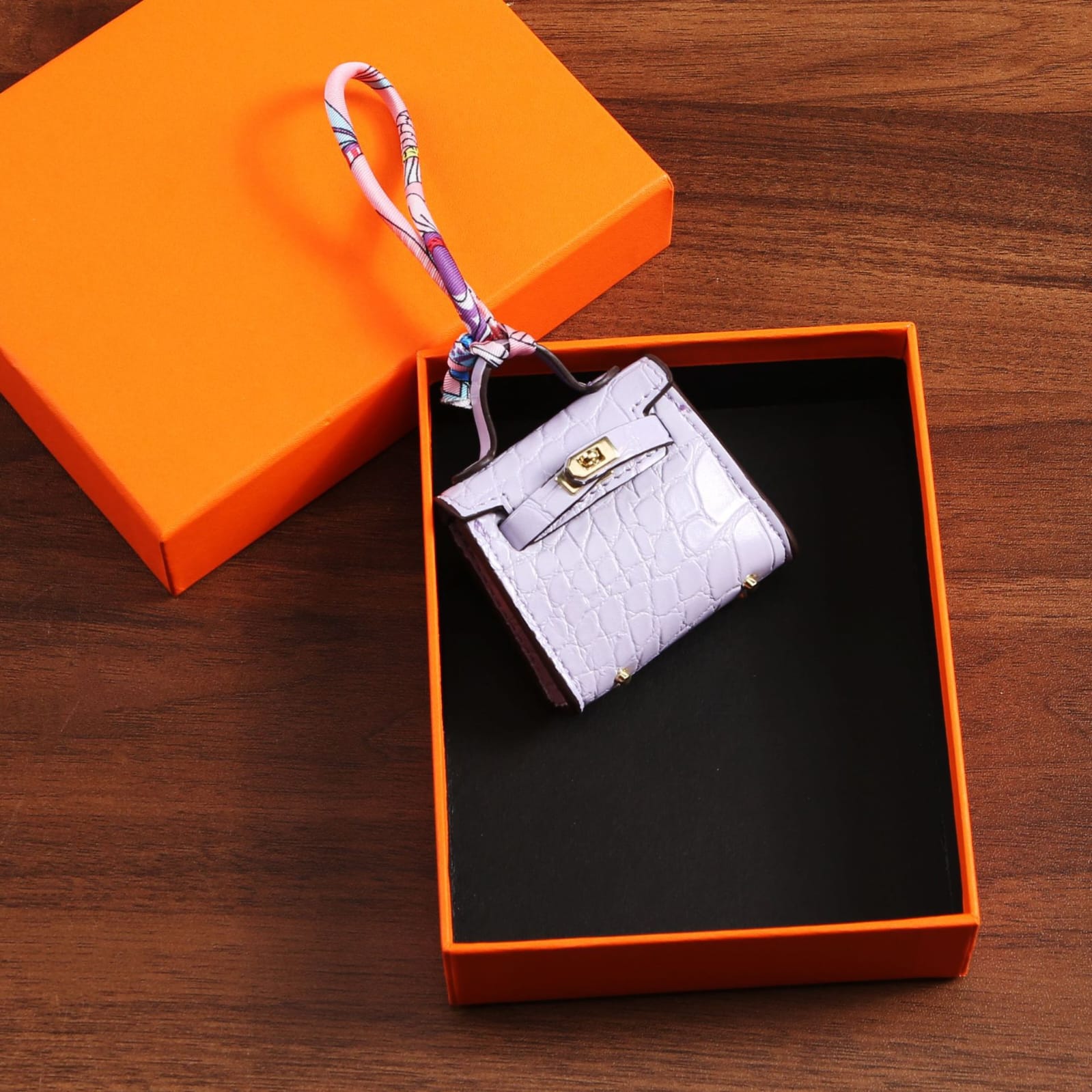 Top Grain Leather Mini Bag Charm Keyring Easy Beauty Nepal