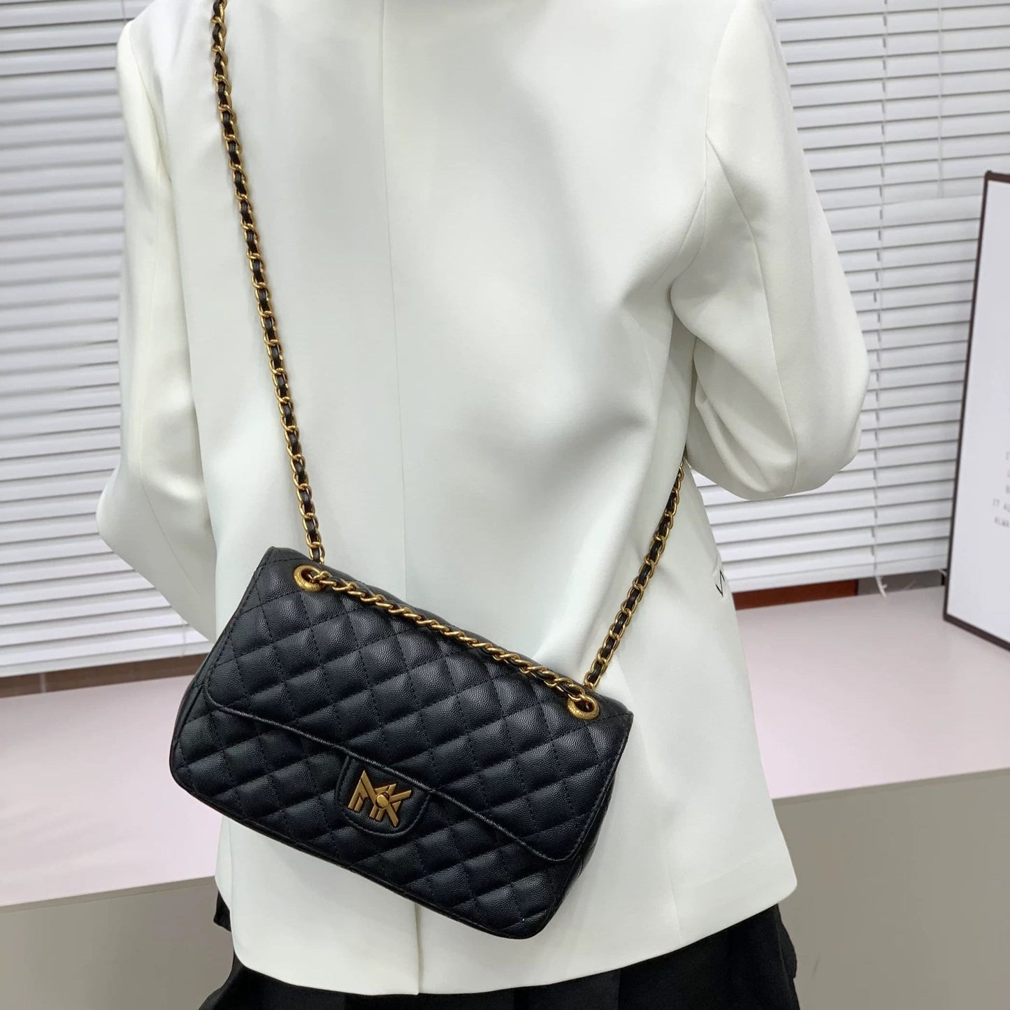 MK Black Leather Luxury Women Shoulder Bag Easy Beauty Nepal