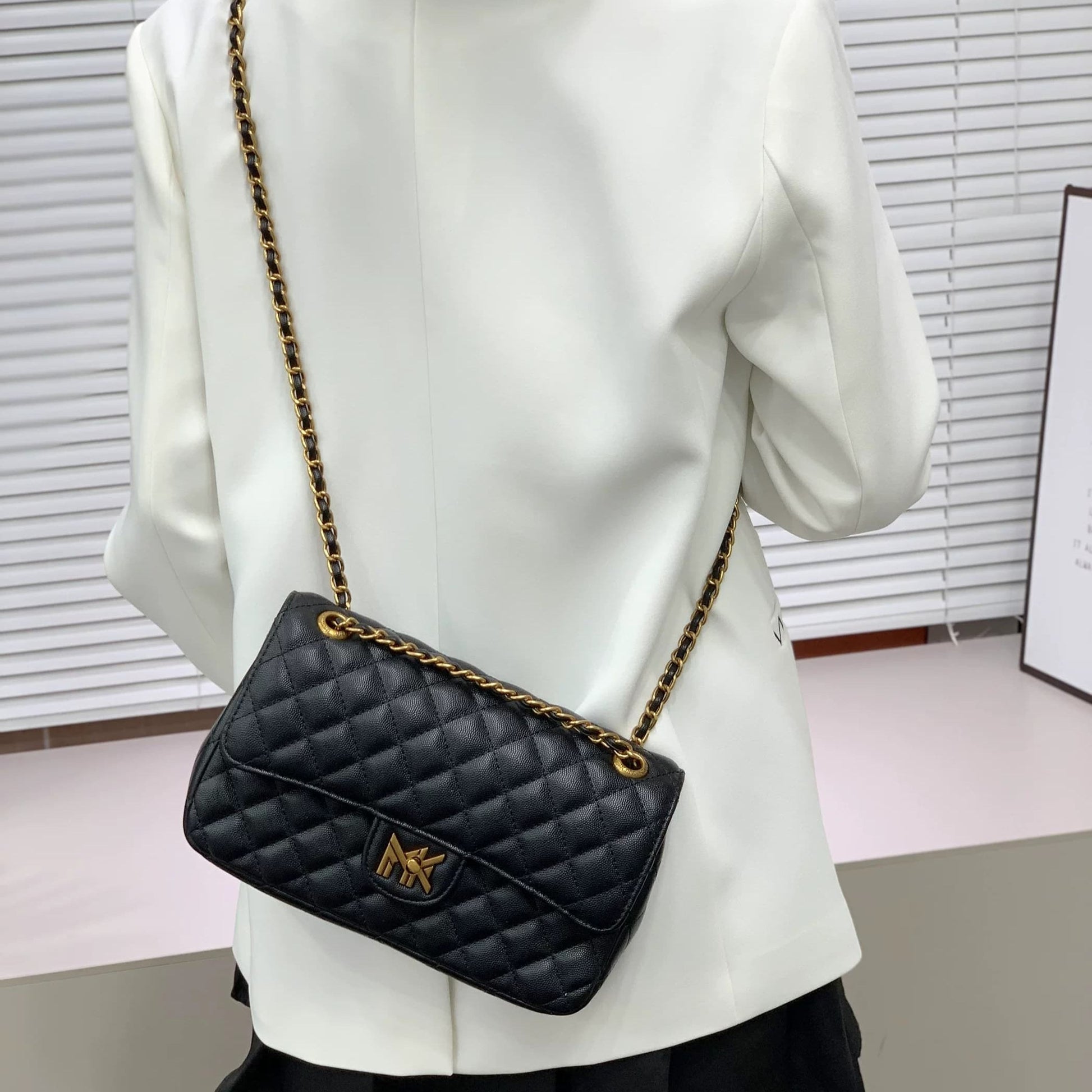 MK Black Leather Luxury Women Shoulder Bag Easy Beauty Nepal